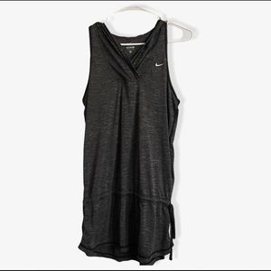 Nike Marled Gray Drawstring Waist V Neck Hooded Swimsuit Cover Up Dress sz S